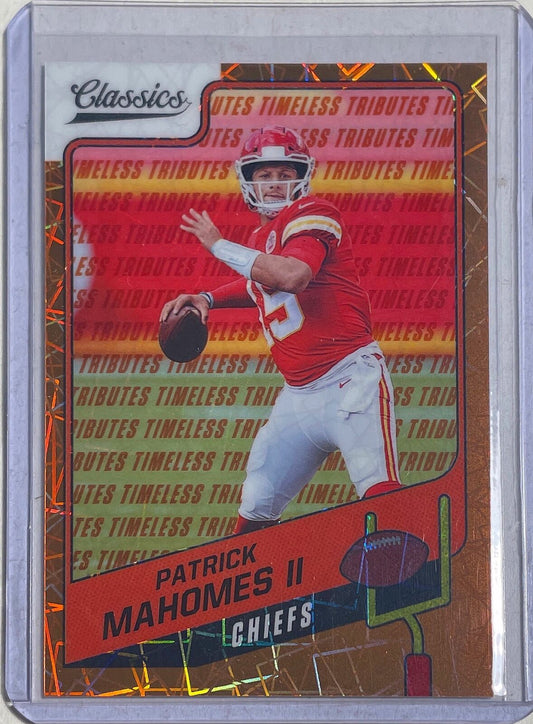 PATRICK MAHOMES II 2021 PANINI CLASSICS TIMELESS TRIBUTES ORANGE LASER #D 06/10