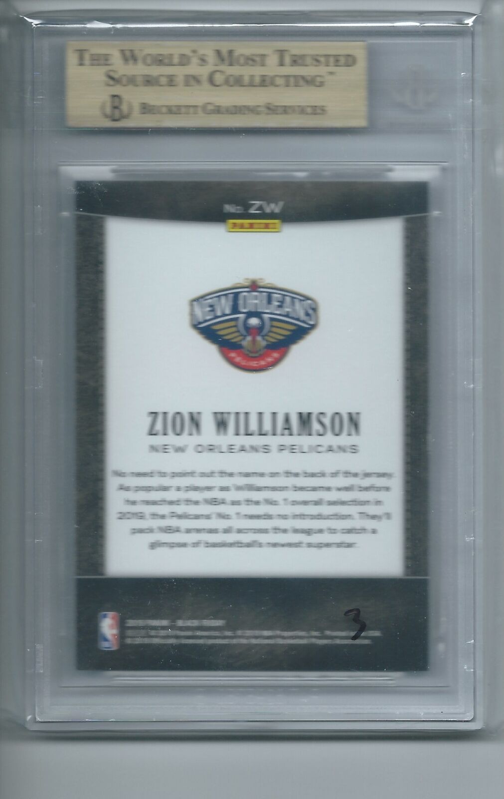 ZION WILLIAMSON 2019-20 PANINI BLACK FRIDAY FUTURE FRAMES RC /99 BGS 9.5 GEM MT