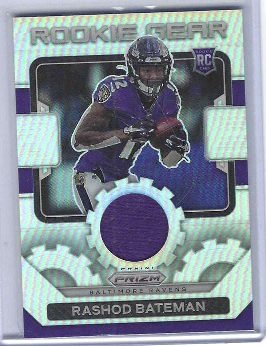 RASHOD BATEMAN 2021 PANINI PRIZM SILVER PRIZM ROOKIE GEAR JERSEY PATCH RC #RG-10