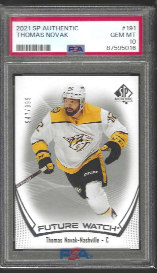 THOMAS NOVAK 2021 SP AUTHENTIC FUTURE WATCH RC #D /999 PSA 10 GEM MINT POP 2