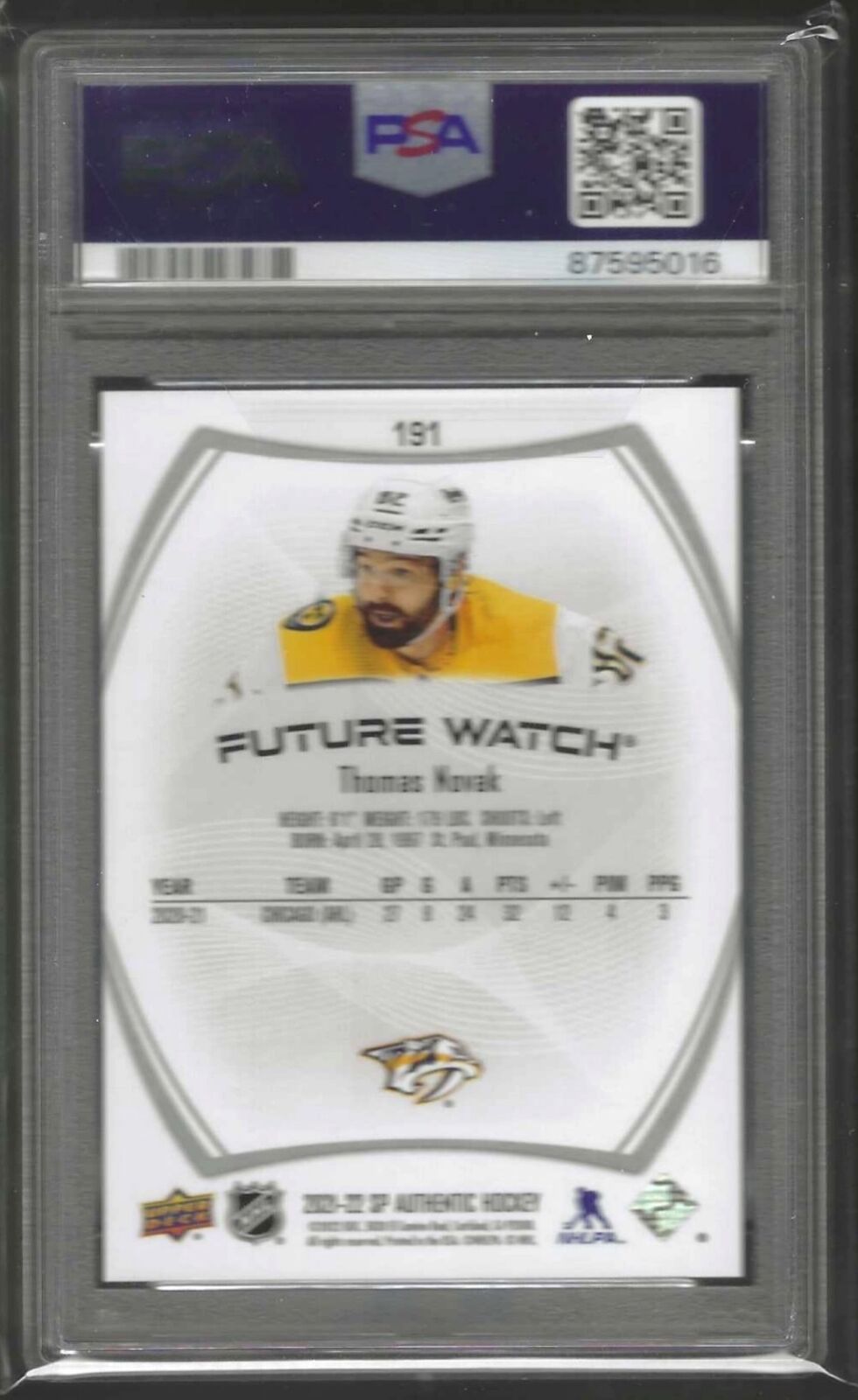 THOMAS NOVAK 2021 SP AUTHENTIC FUTURE WATCH RC #D /999 PSA 10 GEM MINT POP 2