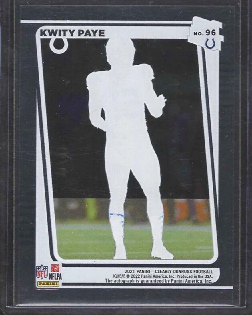 KWITY PAYE 2021 PANINI CLEARLY DONRUSS BLUE RATED ROOKIE AUTO RC #D 31/99