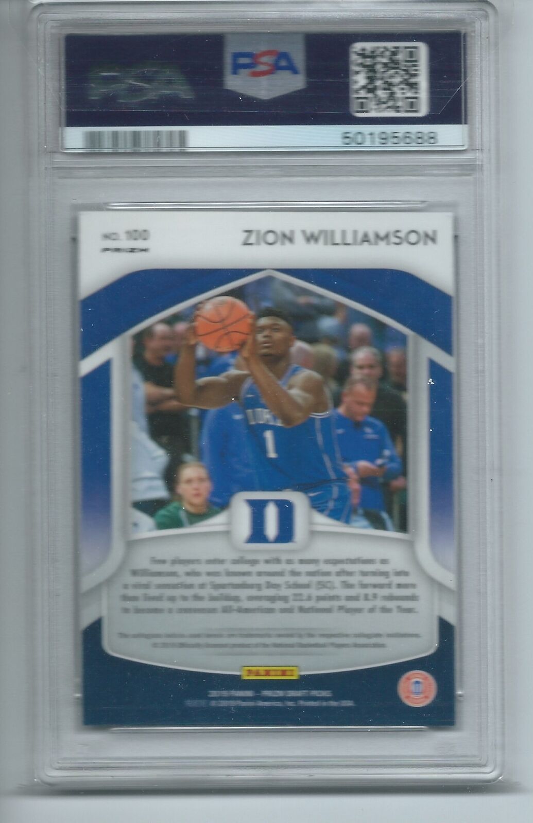 ZION WILLIAMSON 2019-20 PANINI PRIZM DRAFT PICKS PINK PULSAR PRIZM RC 100 PSA 10
