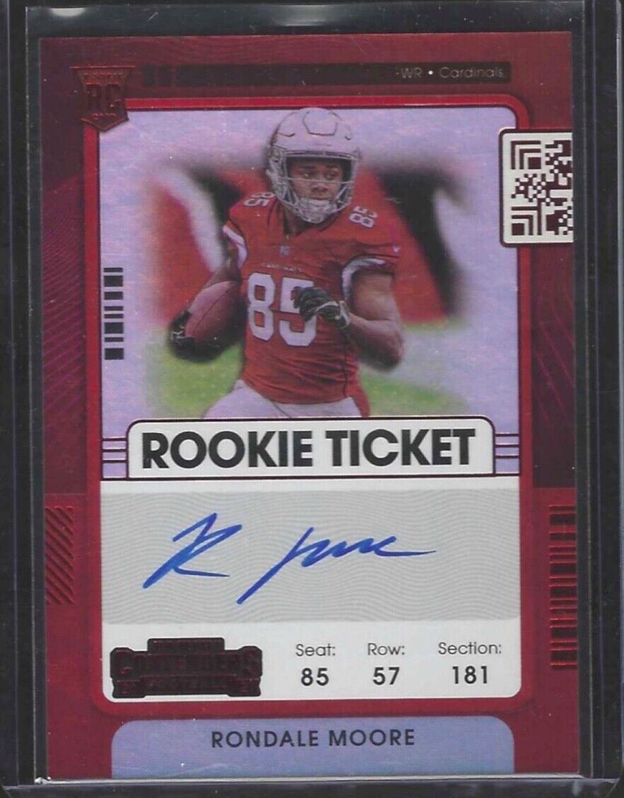 RONDALE MOORE 2021 PANINI CONTENDERS RED ZONE SSP ROOKIE TICKET AUTO RC /20 #116