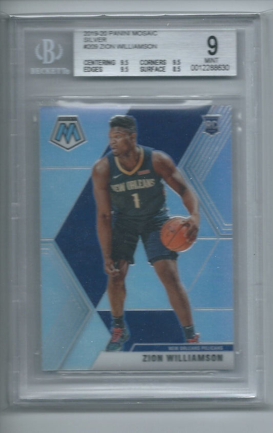 ZION WILLIAMSON 2019-20 PANINI MOSAIC SILVER PRIZM RC #209 BGS 9 MINT