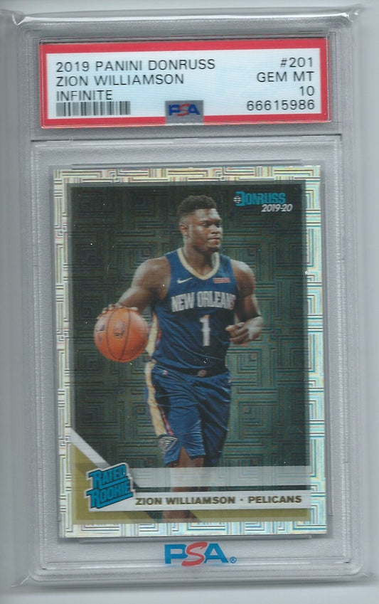 ZION WILLIAMSON 2019-20 DONRUSS INFINITE CHOICE RATED ROOKIE RC #201 PSA 10 GEM