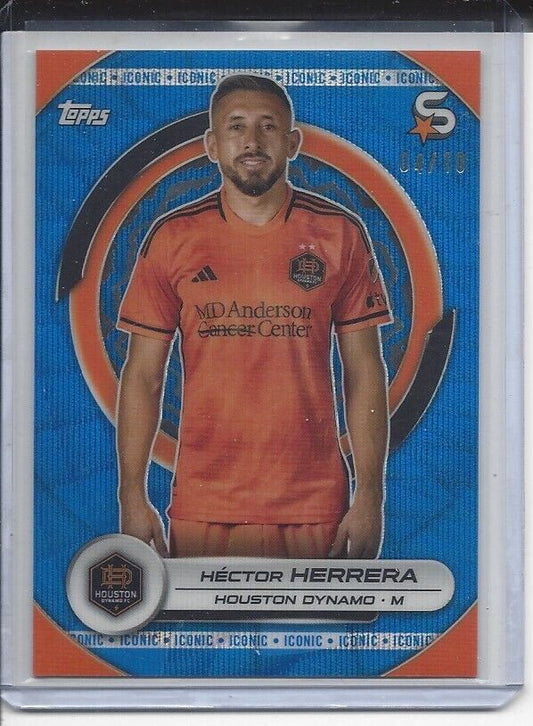 HECTOR HERRERA 2024 TOPPS MLS SUPERSTARS BLUE ICONIC CHROME REFRACTOR #D 4/10