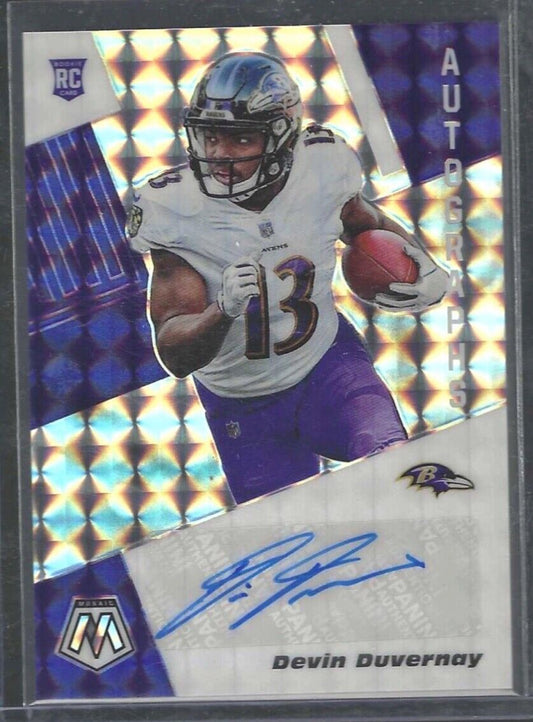 DEVIN DUVERNAY 2020 PANINI MOSAIC SILVER MOSAIC PRIZM ROOKIE AUTO RC #RA32
