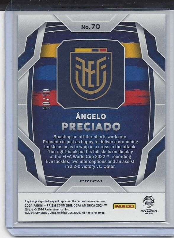 ANGELO PRECIADO 2024 PANINI PRIZM COPA AMERICA ECUADOR GREEN PRIZMS #D 5/5