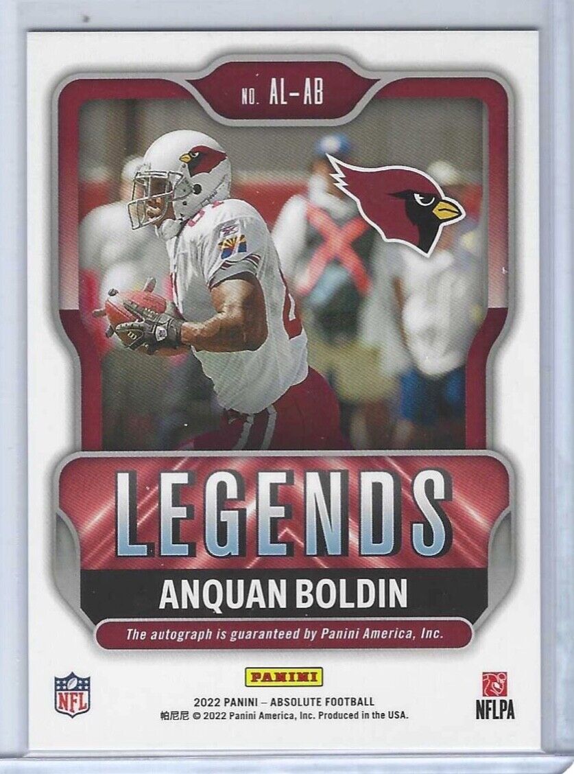 ANQUAN BOLDIN 2022 PANINI ABSOLUTE BLUE FOIL ABSOLUTE LEGENDS AUTO #24/25