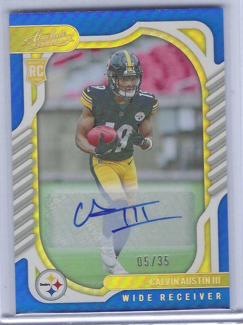 CALVIN AUSTIN III 2022 PANINI ABSOLUTE BLUE FOIL ROOKIE AUTO RC #D 05/35