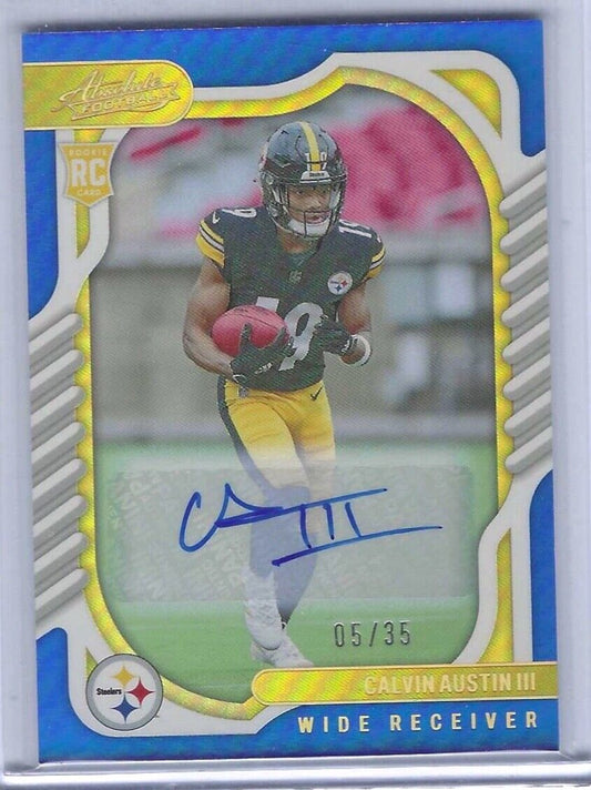CALVIN AUSTIN III 2022 PANINI ABSOLUTE BLUE FOIL ROOKIE AUTO RC #D 05/35