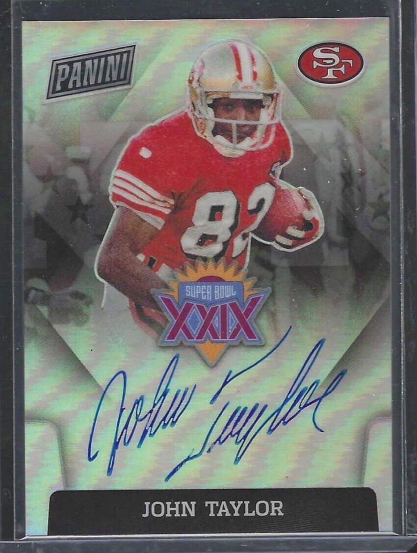 JOHN TAYLOR 2022 PANINI SILVER PRIZM SUPER BOWL XXIX ON CARD AUTO #SBXXIX-JT
