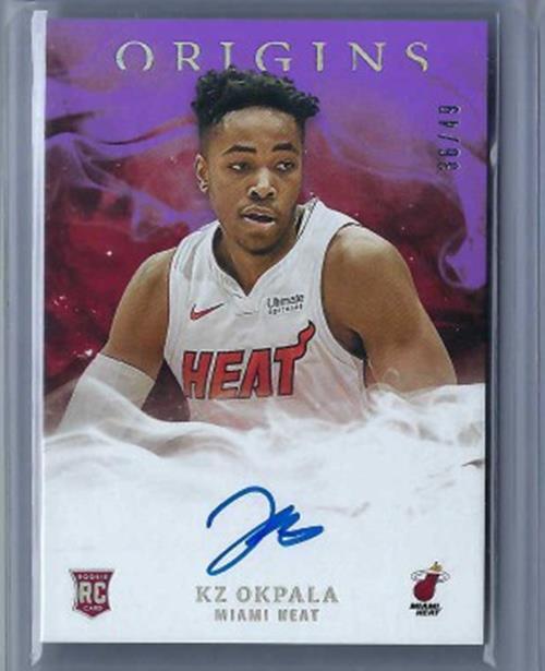 KZ OKPALA 2019-20 PANINI ORIGINS PURPLE FOTL ON CARD AUTO RC #D 36/49