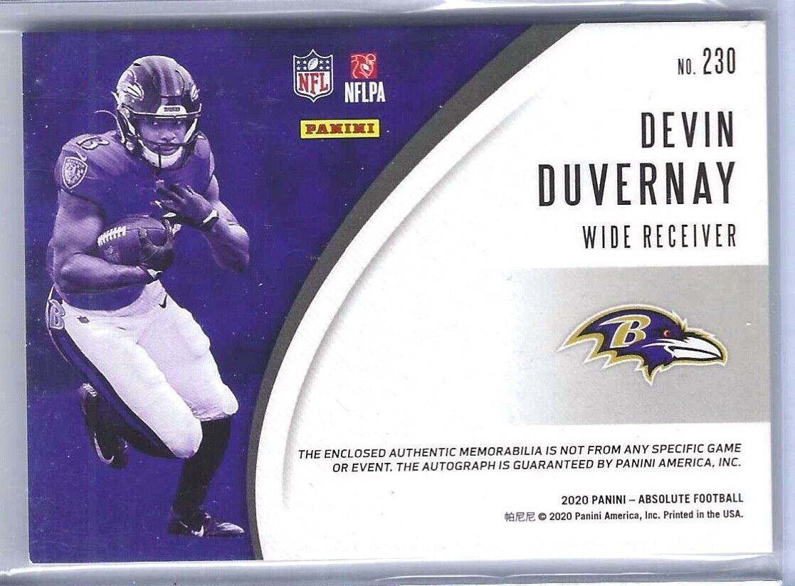 DEVIN DUVERNAY 2020 PANINI ABSOLUTE ROOKIE TRIPLE PATCH AUTO RC #D 65/99