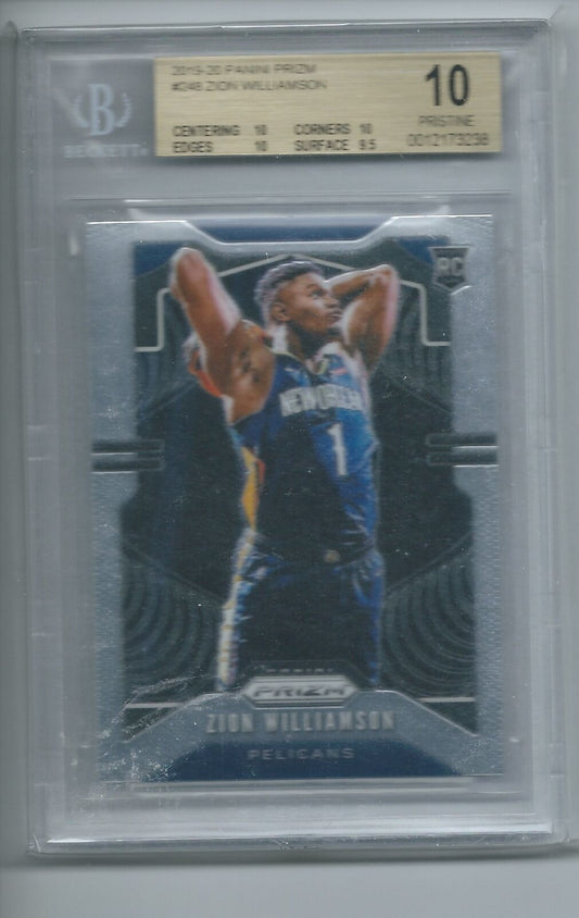 ZION WILLIAMSON 2019-20 PANINI PRIZM RC #248 BGS 10 PRISTINE GEM MINT