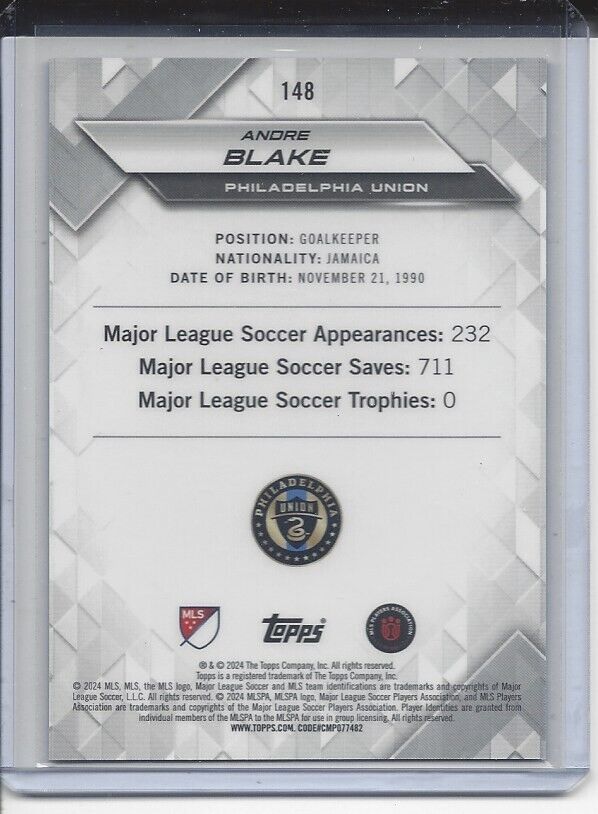 ANDRE BLAKE 2024 TOPPS MLS SUPERSTARS PINK CHROME CLASSIC REFRACTOR #D 20/20