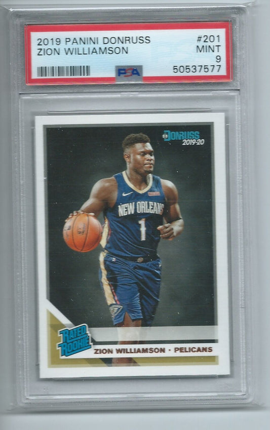 ZION WILLIAMSON 2019-20 PANINI DONRUSS RATED ROOKIE RC #201 PSA 9 MINT
