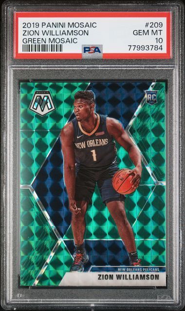 ZION WILLIAMSON 2019-20 PANINI MOSAIC GREEN PRIZM RC #209 PSA 10 GEM MINT