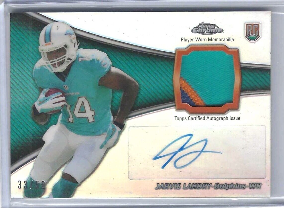 JARVIS LANDRY 2014 TOPPS CHROME RPA REFRACTOR ROOKIE PATCH AUTO RC #D 33/50