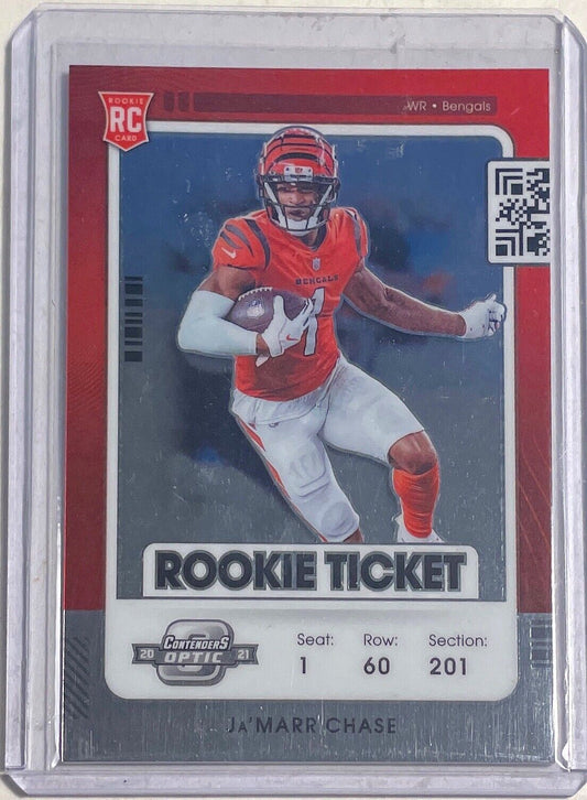 JA'MARR CHASE 2021 PANINI CONTENDERS OPTIC ROOKIE TICKET ROOKIE RC #71