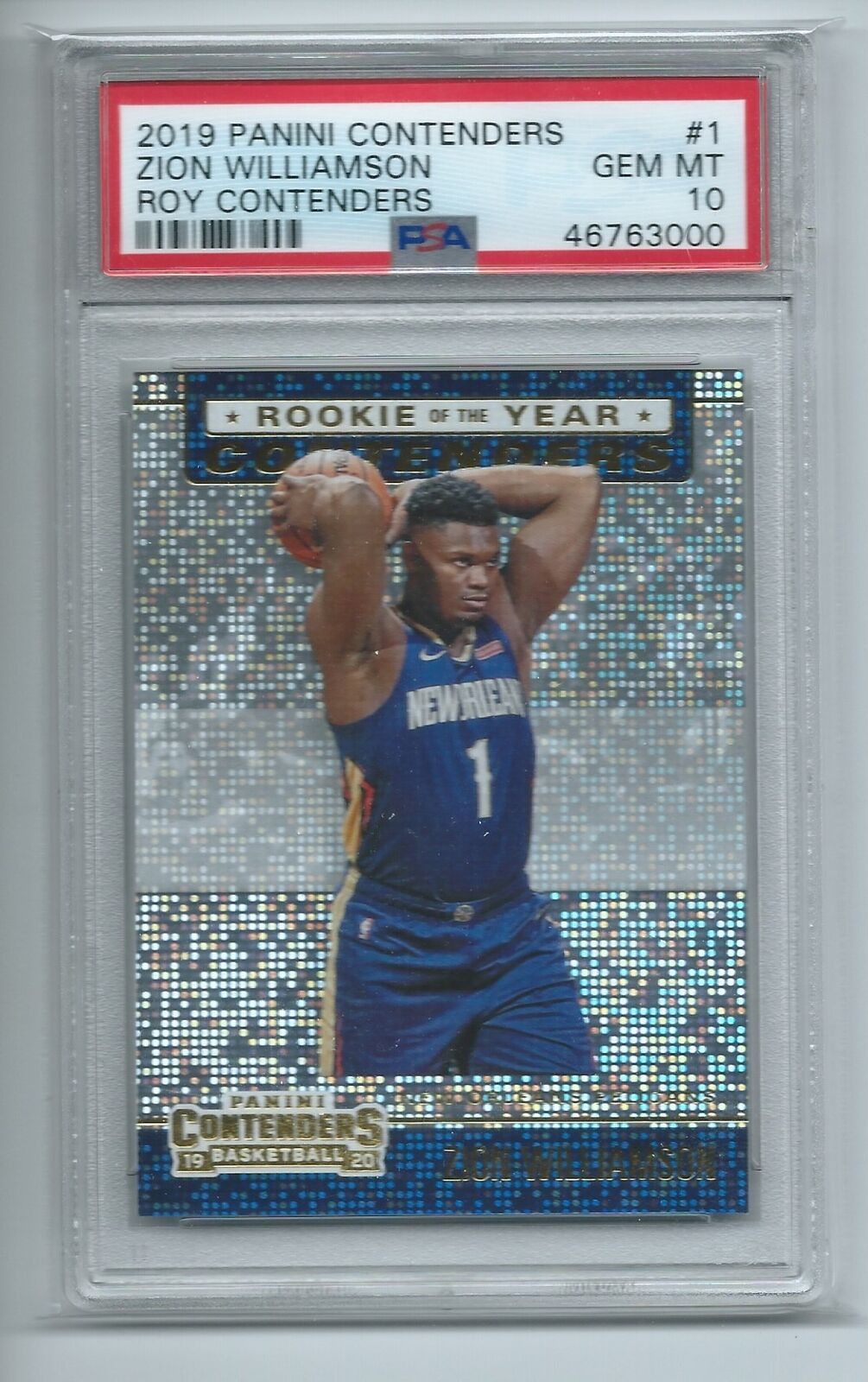 ZION WILLIAMSON 2019-20 PANINI CONTENDERS ROOKIE OF THE YEAR RC #1 PSA 10 GEM