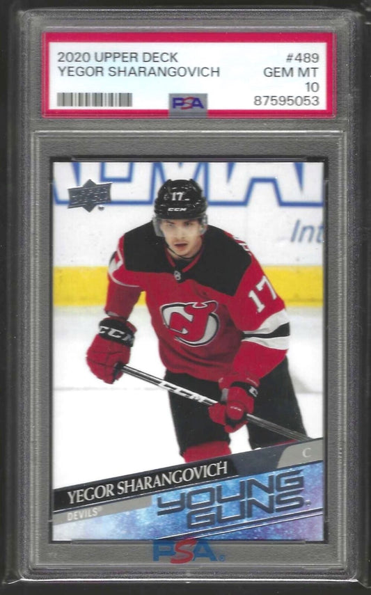 YEGOR SHARANGOVICH 2020 UPPER DECK YOUNG GUNS ROOKIE RC #489 PSA 10 GEM MINT