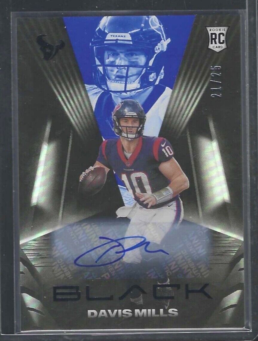 DAVIS MILLS 2021 PANINI BLACK BLUE FOIL ROOKIE AUTO RC #D 21/25