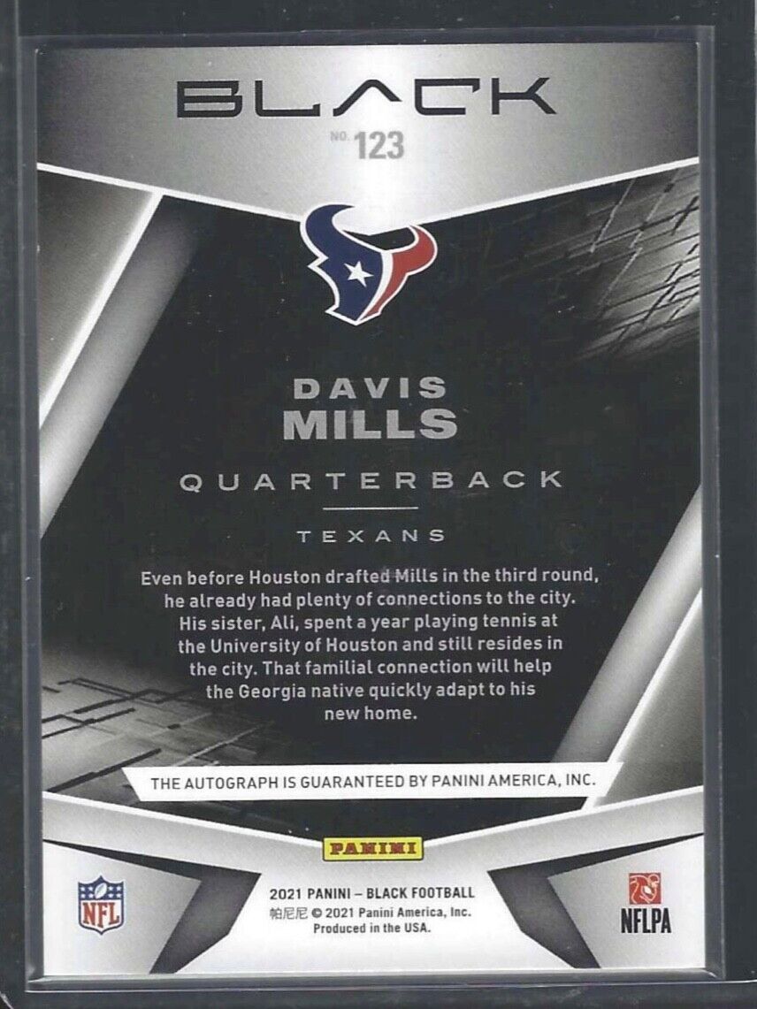 DAVIS MILLS 2021 PANINI BLACK BLUE FOIL ROOKIE AUTO RC #D 21/25