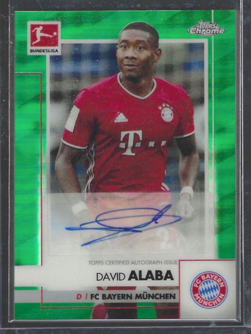 DAVID ALABA 2020-21 TOPPS CHROME BUNDESLIGA GREEN REFRACTOR AUTO #D 96/99