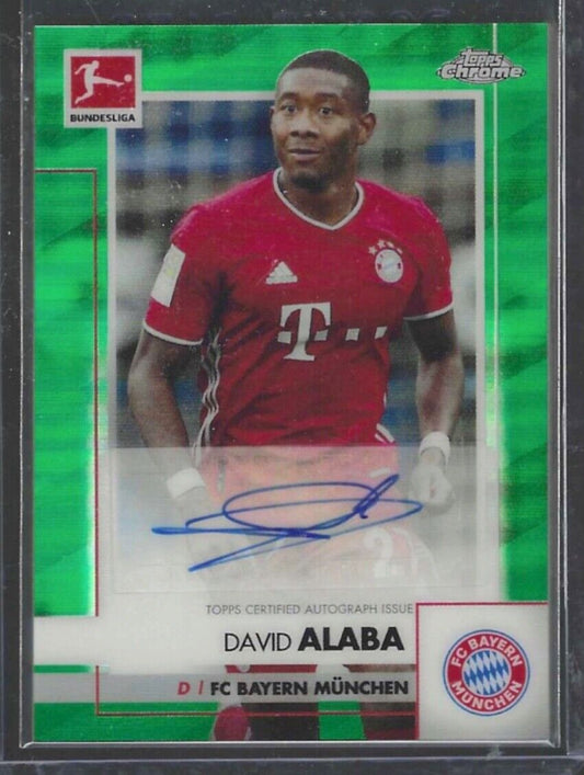 DAVID ALABA 2020-21 TOPPS CHROME BUNDESLIGA GREEN REFRACTOR AUTO #D 96/99