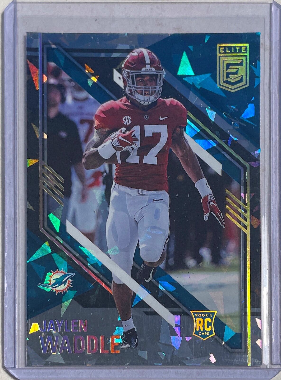 JAYLEN WADDLE 2021 PANINI DONRUSS ELITE BLACK CRACKED ICE ROOKIE RC TRUE #D 1/1