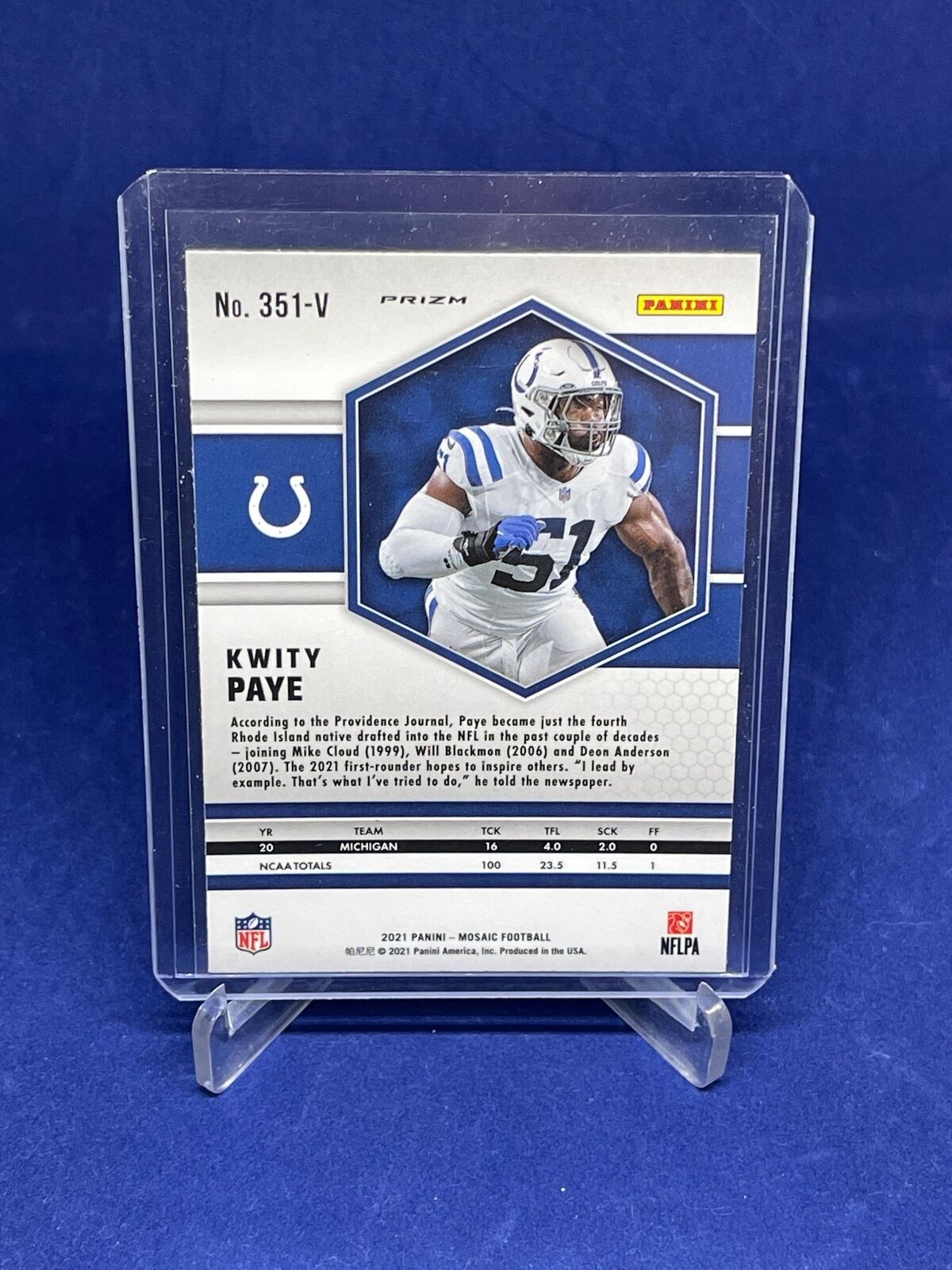 KWITY PAYE 2021 PANINI MOSAIC SILVER PRIZM PHOTO VARIATION ROOKIE SP RC