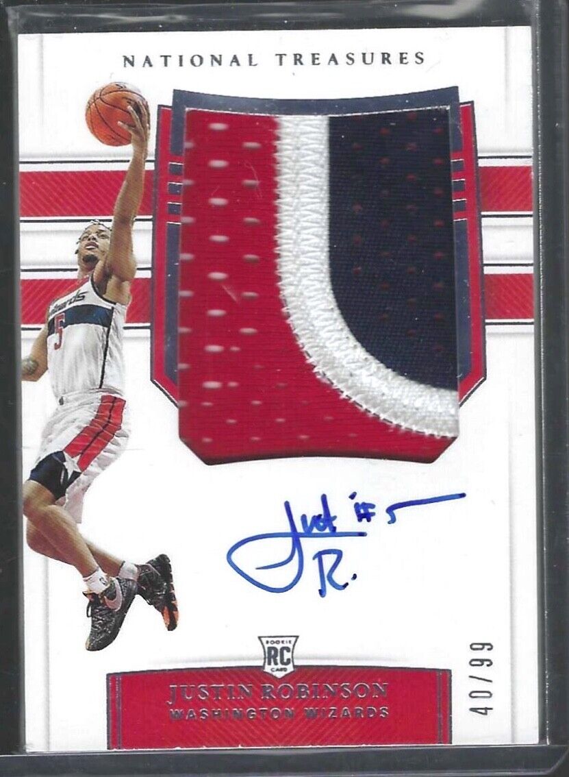 JUSTIN ROBINSON 2019-20 PANINI NATIONAL TREASURES ROOKIE PATCH AUTO RC #D 40/99