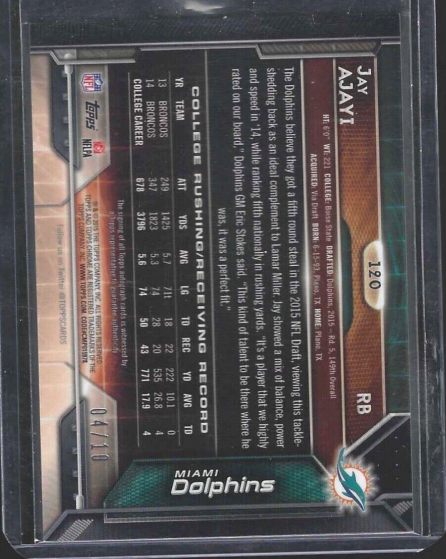 JAY AJAYI 2015 TOPPS CHROME GOLD REFRACTOR ON CARD ROOKIE AUTO RC #D 04/10
