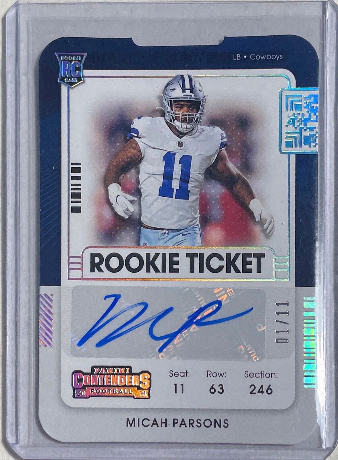 MICAH PARSONS 2021 CONTENDERS ROOKIE TICKET VARIATION STUB AUTO RC #D 01/11