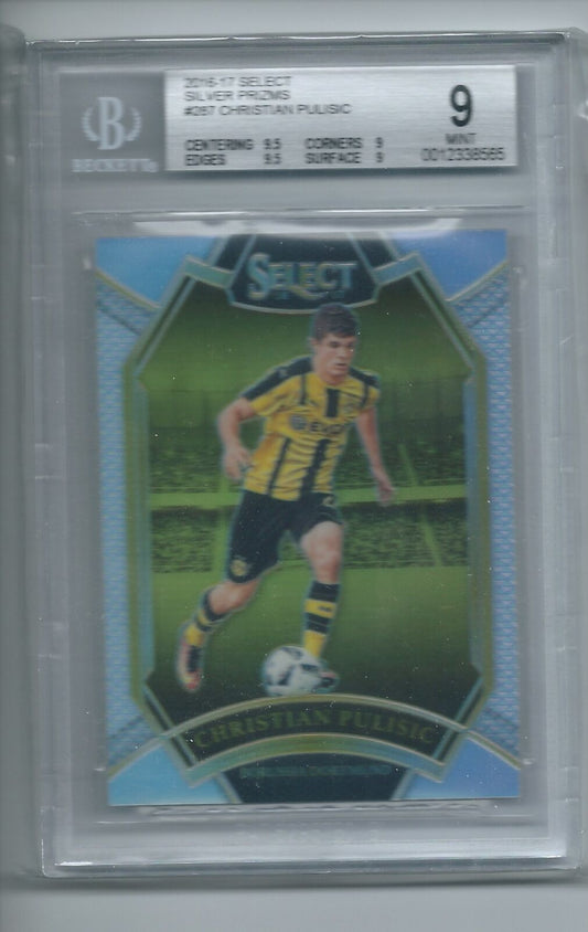 CHRISTIAN PULISIC 2016-17 PANINI SELECT FIELD LEVEL SILVER PRIZMS RC #287 BGS 9