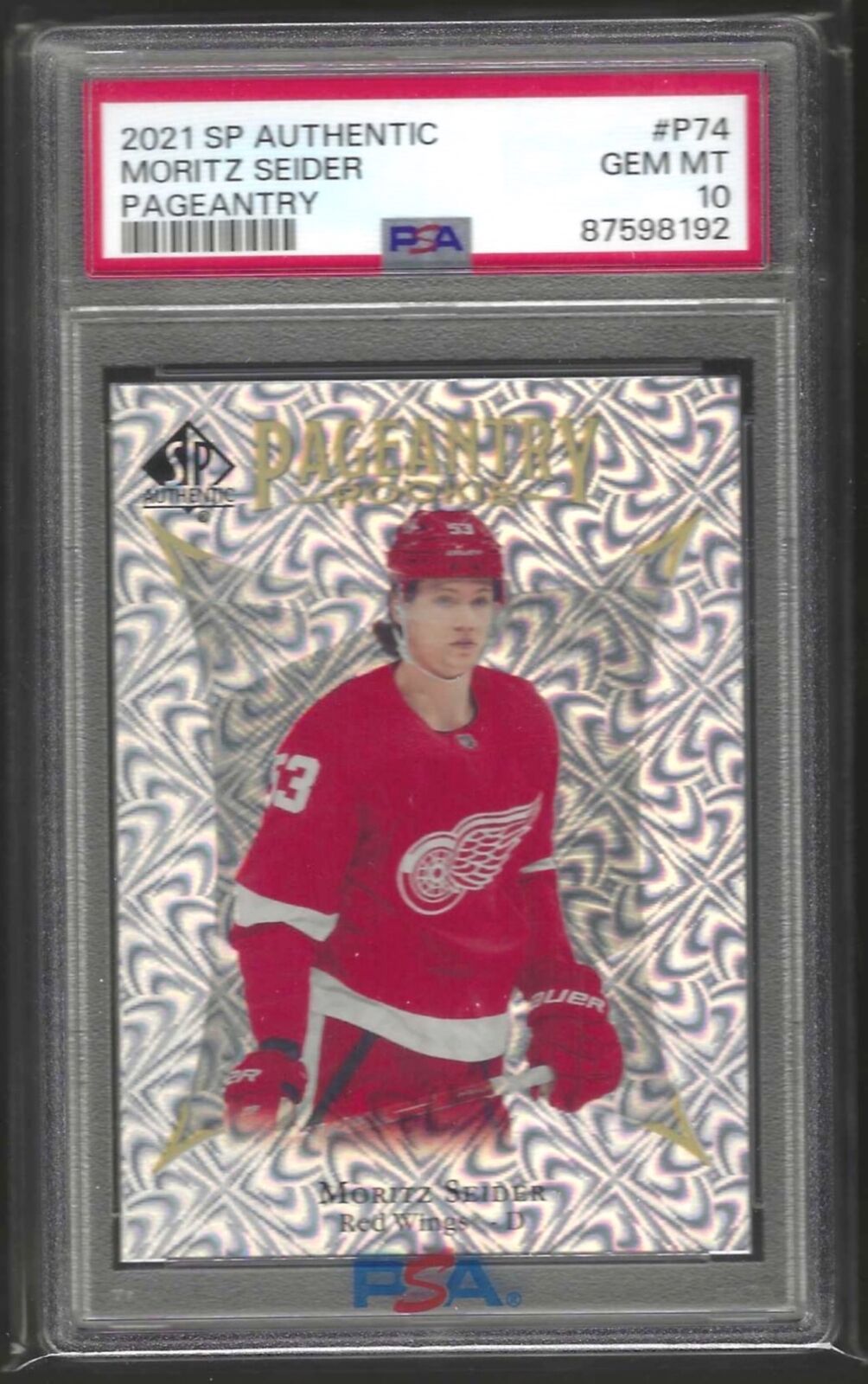 MORITZ SEIDER 2021 SP AUTHENTIC PAGEANTRY ROOKIE RC #74 PSA 10 GEM MINT #P-74
