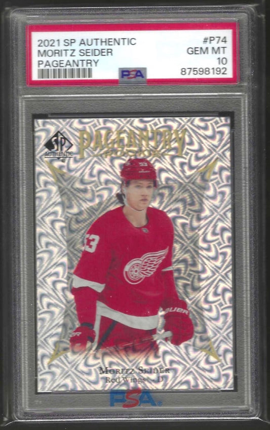 MORITZ SEIDER 2021 SP AUTHENTIC PAGEANTRY ROOKIE RC #74 PSA 10 GEM MINT #P-74