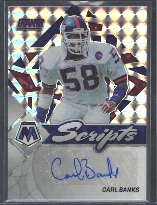 CARL BANKS 2022 PANINI MOSAIC SILVER PRIZM SCRIPTS AUTO #S-CB
