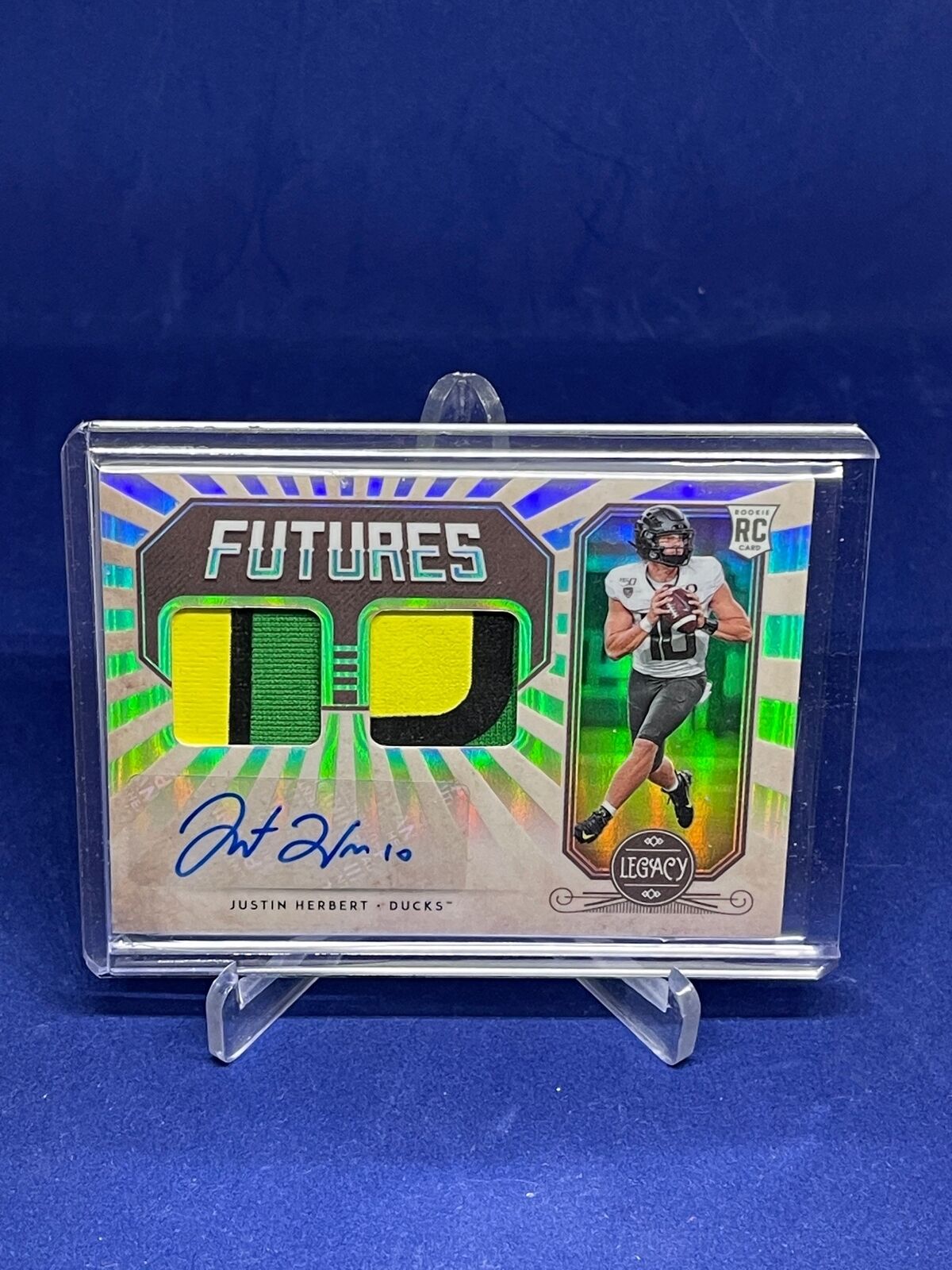 JUSTIN HERBERT 2020 PANINI LEGACY FUTURES DUAL PATCH AUTO ROOKIE RC #D 49/50