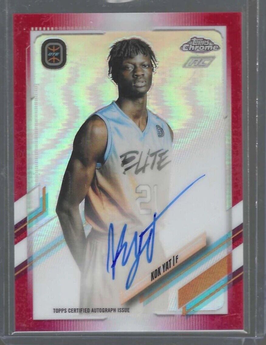 KOK YAT 2021-22 TOPPS CHROME OVERTIME ELITE RED REFRACTOR ROOKIE AUTO RC #D 5/5