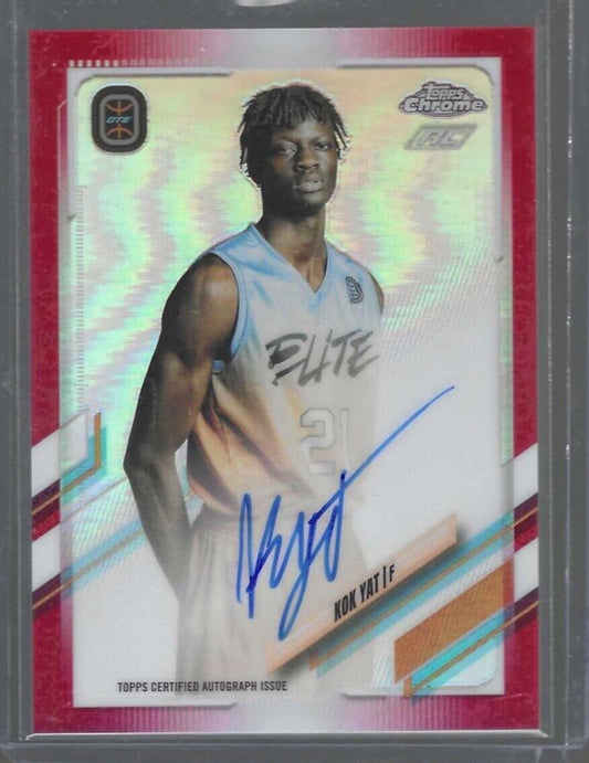KOK YAT 2021-22 TOPPS CHROME OVERTIME ELITE RED REFRACTOR ROOKIE AUTO RC #D 5/5