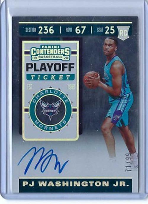 PJ WASHINGTON JR. 2019-20 PANINI CONTENDERS PLAYOFF TICKET AUTO RC #D 71/99