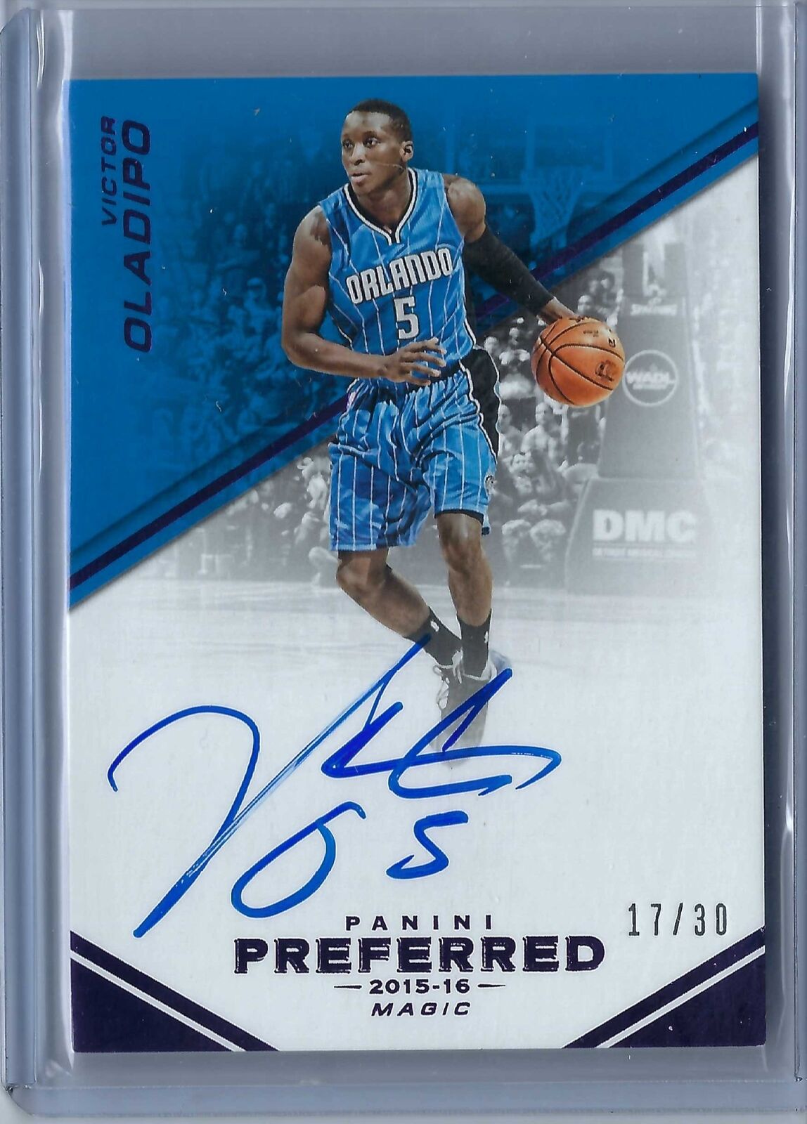VICTOR OLADIPO 2015-16 PANINI PREFERRED PURPLE ON CARD AUTO #D 17/30