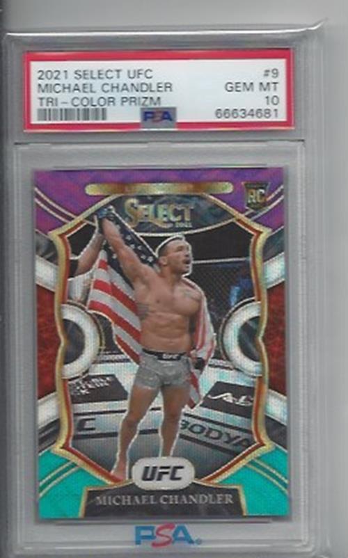 MICHAEL CHANDLER 2021 PANINI SELECT UFC TRI COLOR PRIZM RC #9 PSA 10 GEM POP 3