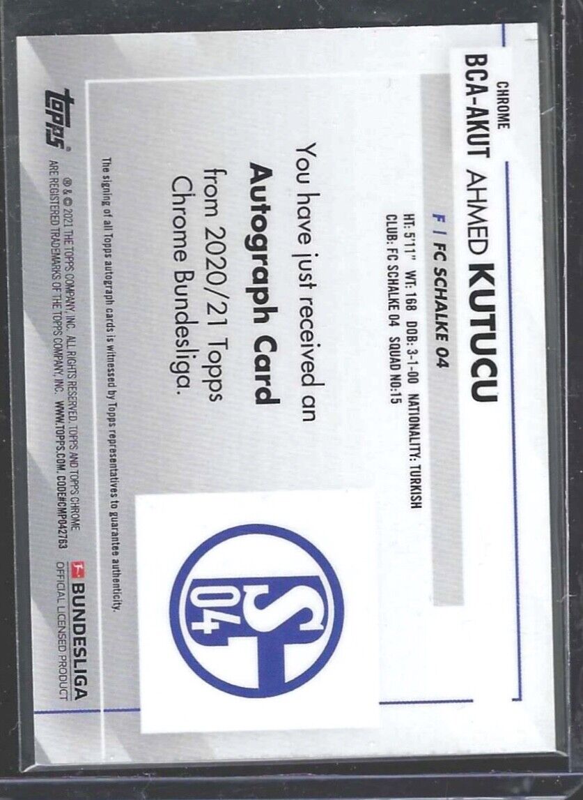 AHMED KUTUCU 2020-21 TOPPS CHROME BUNDESLIGA SILVER REFRACTOR AUTO #BCA-AKUT
