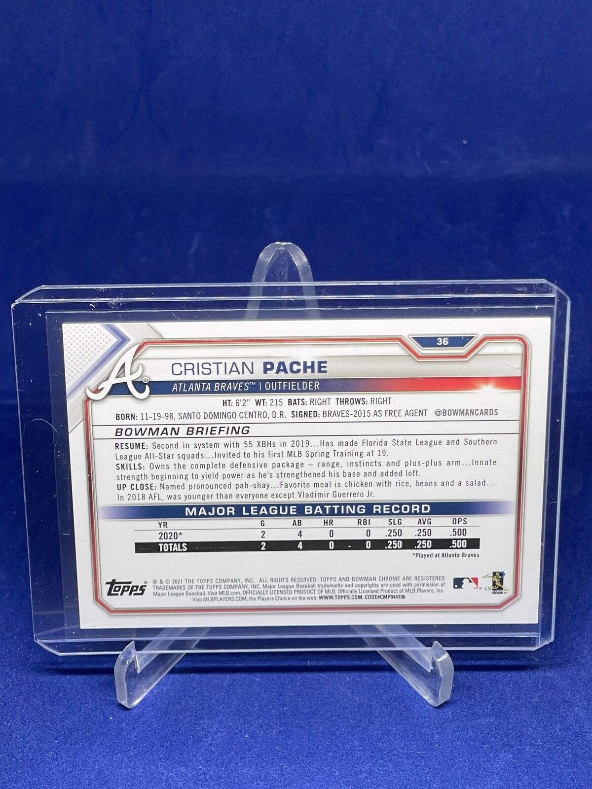 CRISTIAN PACHE 2021 BOWMAN GREEN ROOKIE RC #D 8/399