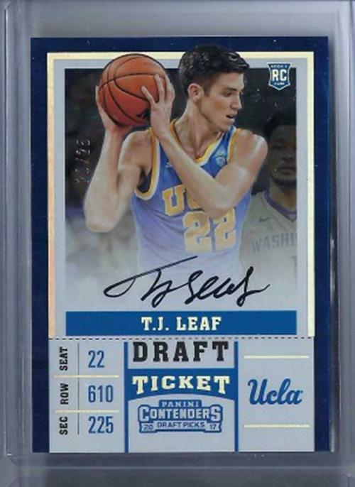 TJ LEAF 2017-18 PANINI CONTENDERS DRAFT PICKS DRAFT TICKET AUTO RC #D /25