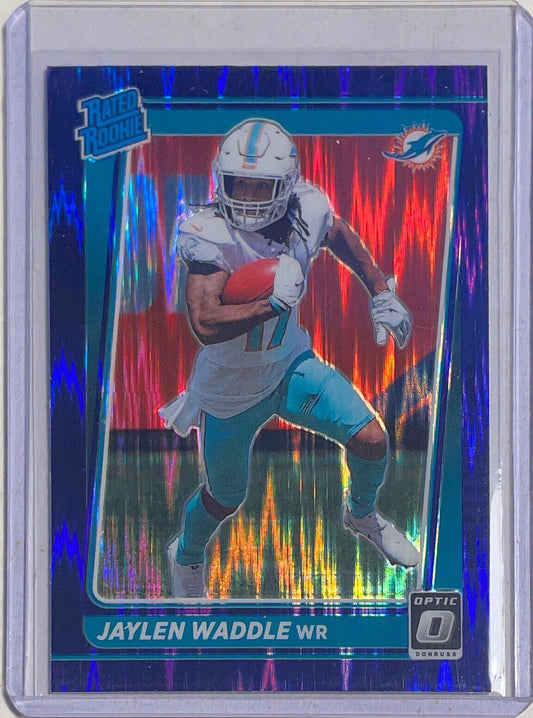 JAYLEN WADDLE 2021 PANINI DONRUSS OPTIC RATED ROOKIE PURPLE SHOCK PRIZM RC #208